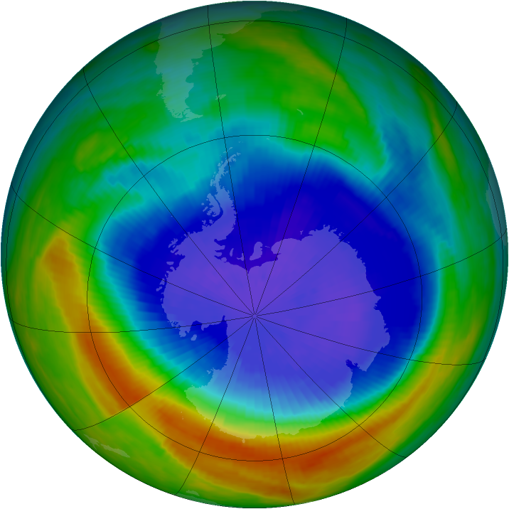 Antarctic ozone map for 24 September 1990